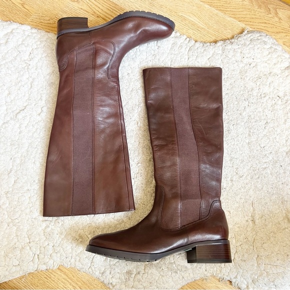 Donald Pliner Riding Boots "Buriel-35" Brown Leather Elegance Size 8M